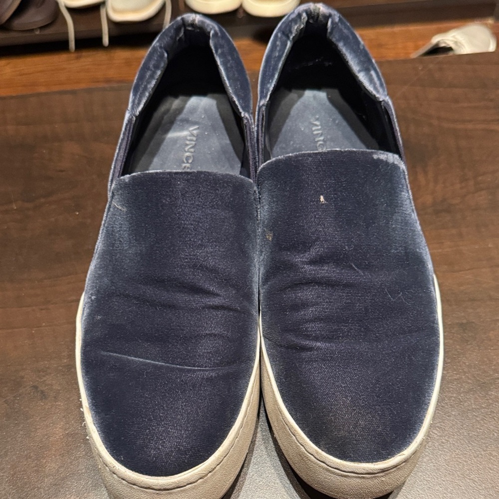 Vince Women's Navy Velvet Slip-On Sneakers